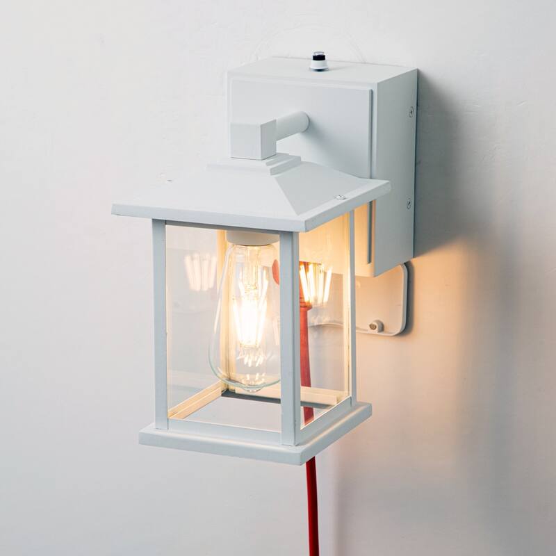 9.1"H White Dusk to Dawn Outdoor Wall Lights with GFCI Outlet On Sale